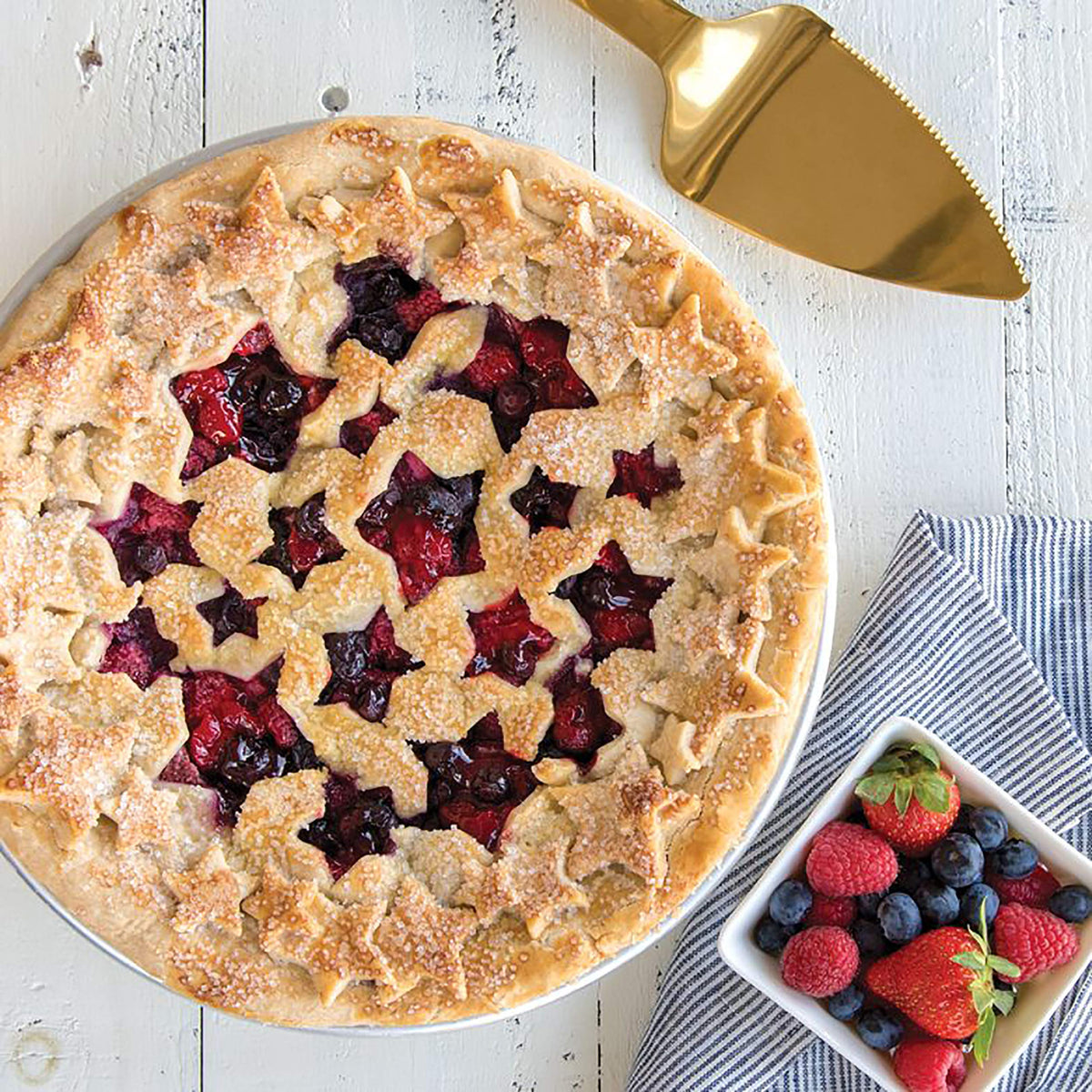 Nordic Ware 13.94 x 13.63 x 0.25 inch / Stars & Cherries Pie Top Cutter / Red Cookie Cutters