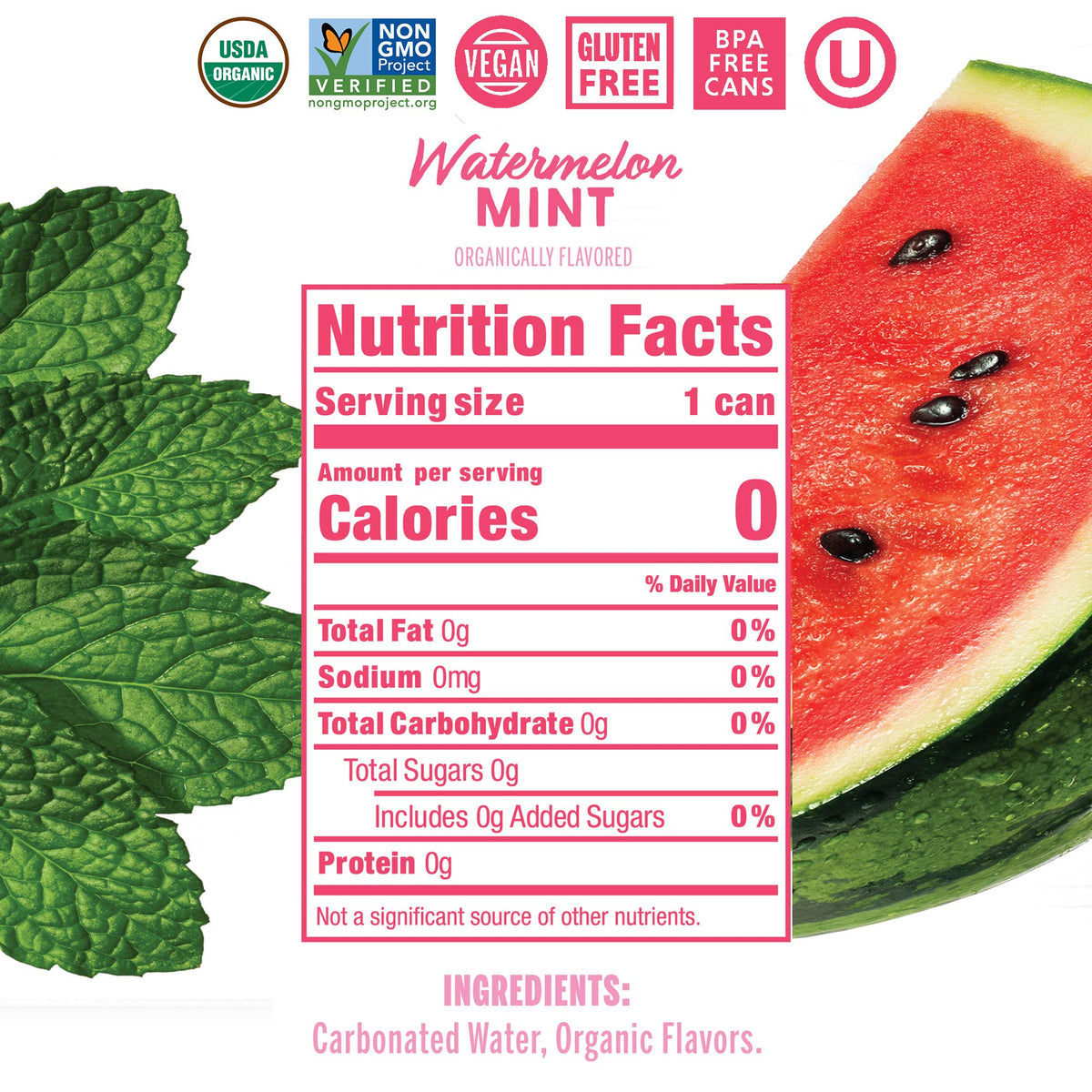 Nixie Watermelon Mint / 12 Fl Oz (Pack of 24) / 24 Carbonated Water