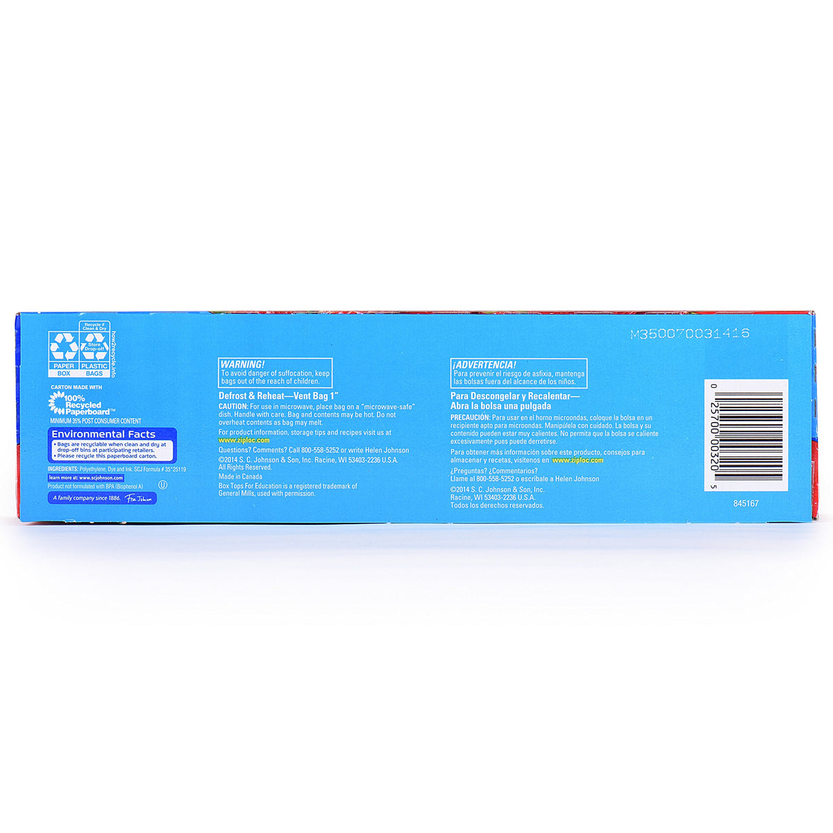Storage Bag by Ziploc – One Size, 1.0 gallons, Plastic, Clear, Pack of 40