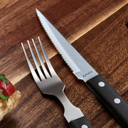 Black Pizza Steak - 12 steak forks by Amefa – Fchette steak x12, Stainless Steel, Black, Model 700000B000340