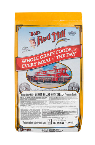 5 Grain Rolled Hot Cereal by Bob's Red Mill – 25 Pound (Pack of 1), Model 1180B25
