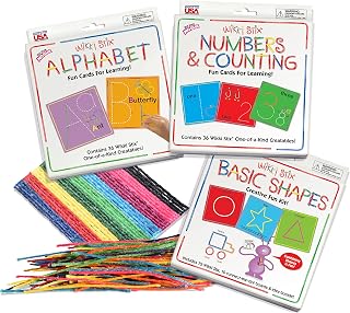 Wikki Stix WikkiStix Early Learning Trio, Alphabet, Numbers and Shapes for Easy, Fun Preschool Learning, Made in The USA