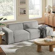 Modway Restore Performance Fabric Upholstered 2-Piece Modular Loveseat in Pewter – Low Profile Sectional Couch with Left-Facing Armchair and Right-Facing Armless Chaise