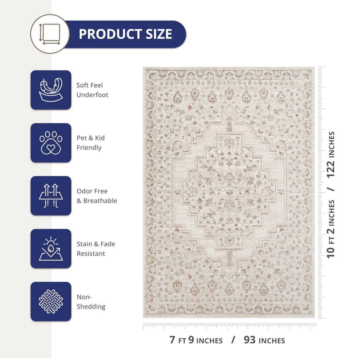 Abani Beige / 8' x 10' (Rectangular) / Oriental & Vintage Area Rugs