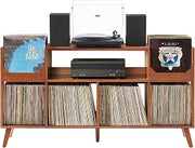 Crosley Furniture Asheville XL Mid-Century Modern Record Player Stand, Vinyl Records Storage, Media Console, Walnut