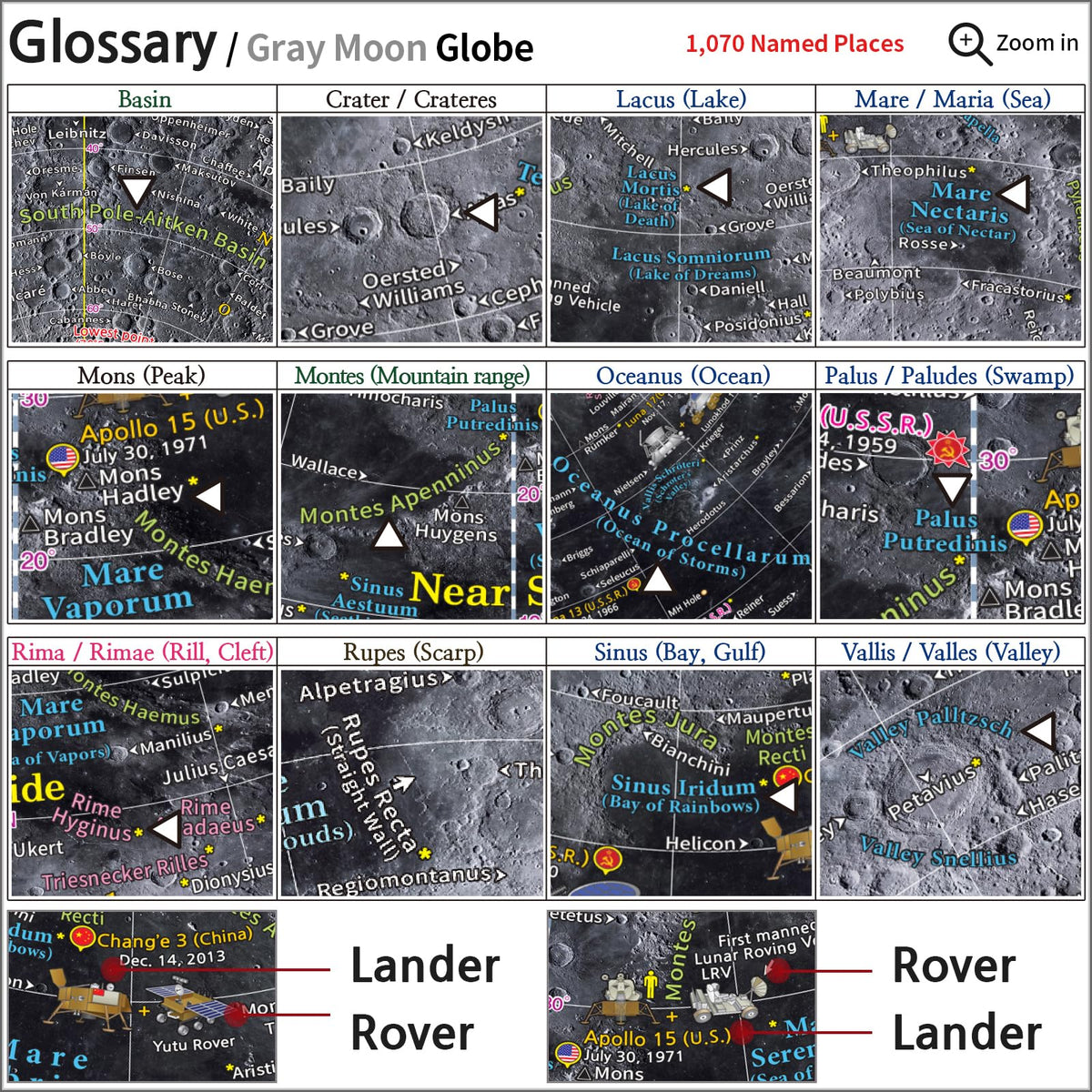 Explorer Gray Moon/Red Mars 2 Globe Set by Mapsoft – 21.3"D x 13.4"H x 11.4"W, Plastic (ABS), Moon Globe - Gray / Mars Globe - Red, Pack of 2, Model 2MR-24