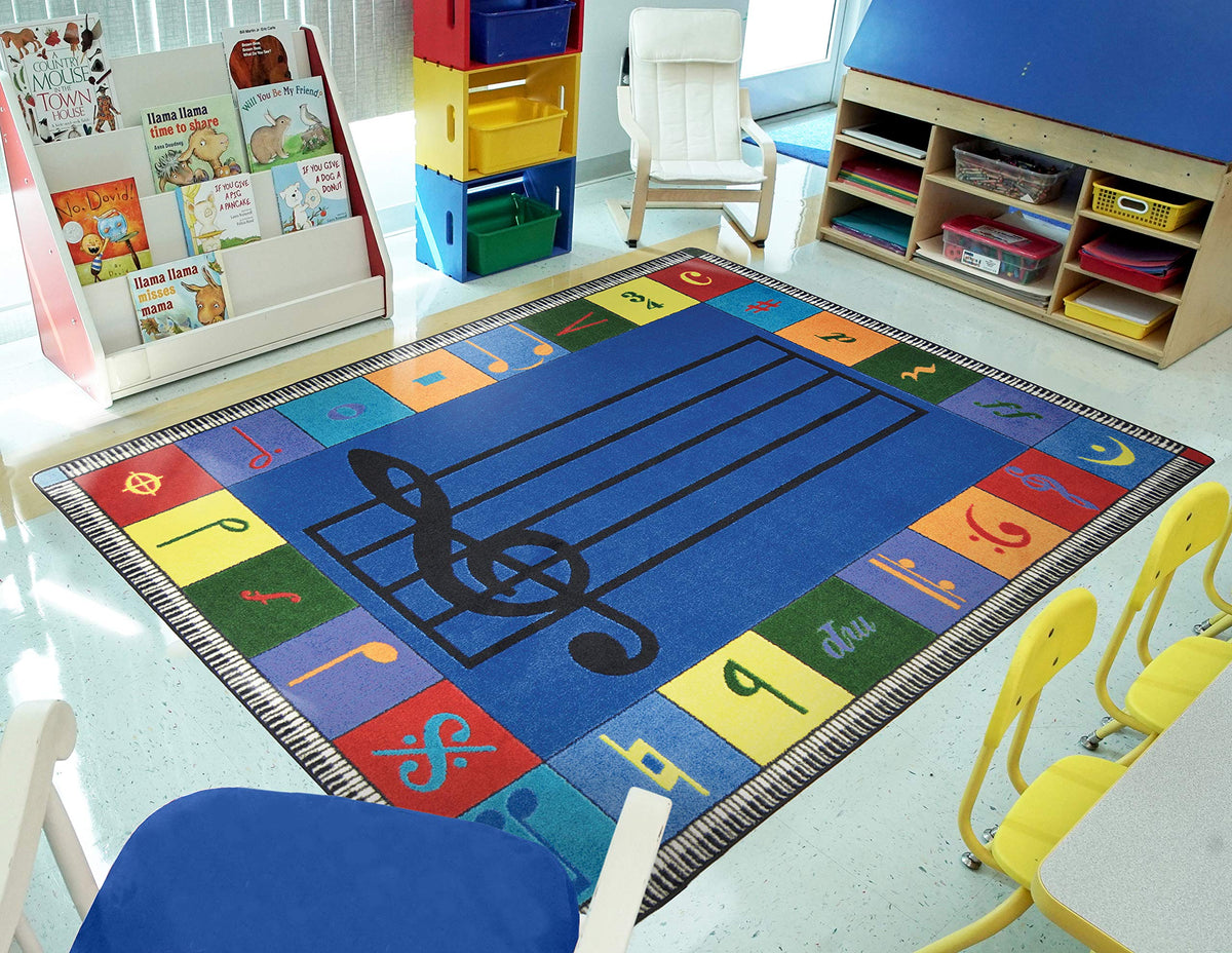 Note Worthy Elementary Rug by Joy Carpets – 10'9" x 13'2" (Rectangular), Nylon, Multi Color, Model 1462G-01