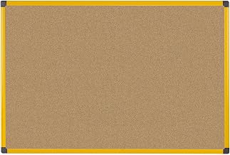 MasterVision Industrial Series Ultrabrite Cork Bulletin Board, Wall Mounting Push Pin Cork Board, 48" x 72", Yellow Frame