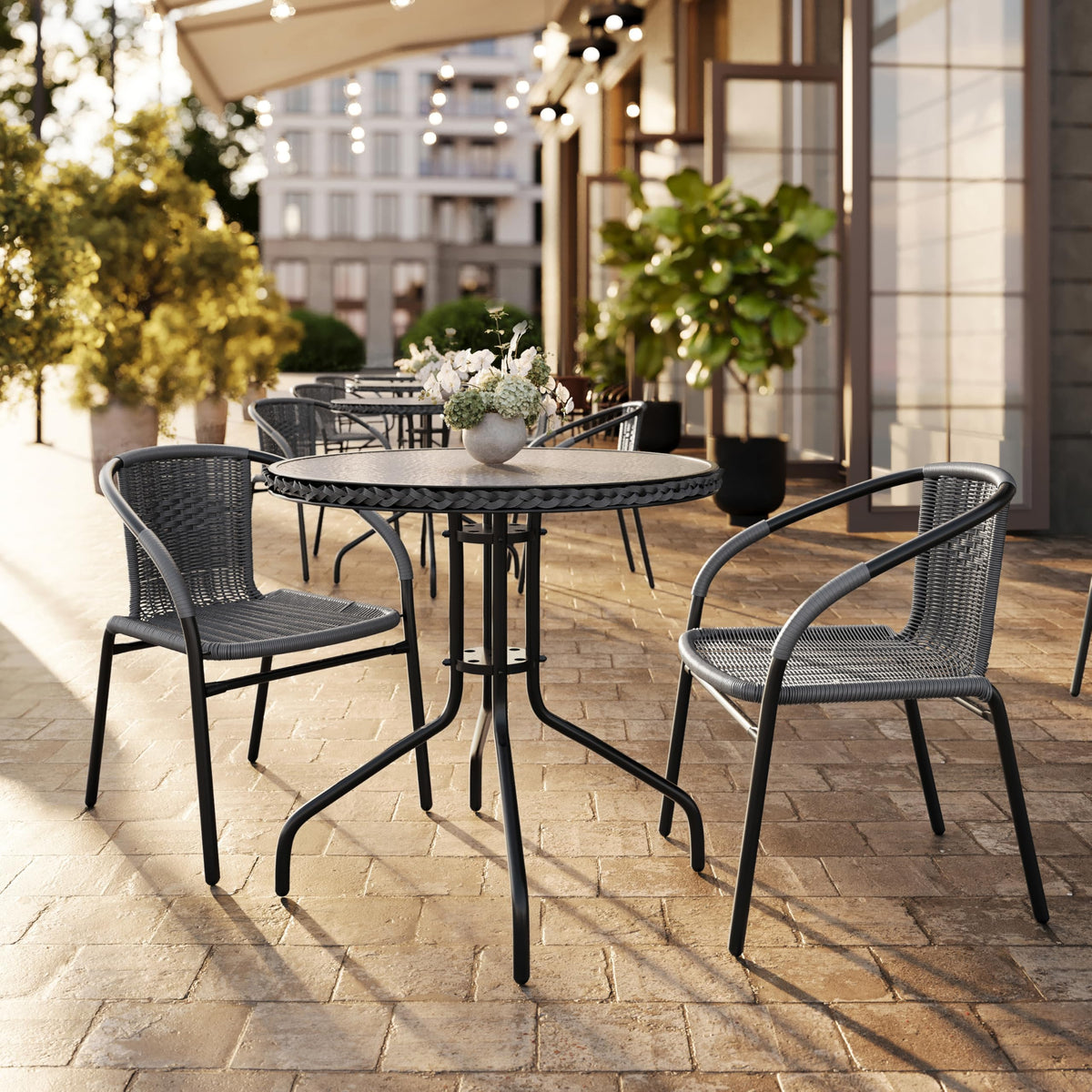 Flash Furniture Grey / Set of 1 / Contemporary Patio Dining Chairs