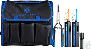 Jonard Tools TK-186 Fiber Optic Connector Cleaning Kit with Cleaners, Insertion/Removal Tool, Wet Wipes, LED Flashlight, and Carrying Case