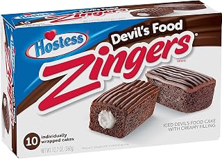Hostess Iced Devil's Food Zingers | 12.7 Ounce | 10 Count | Pack of 2 (20 Total Zingers)