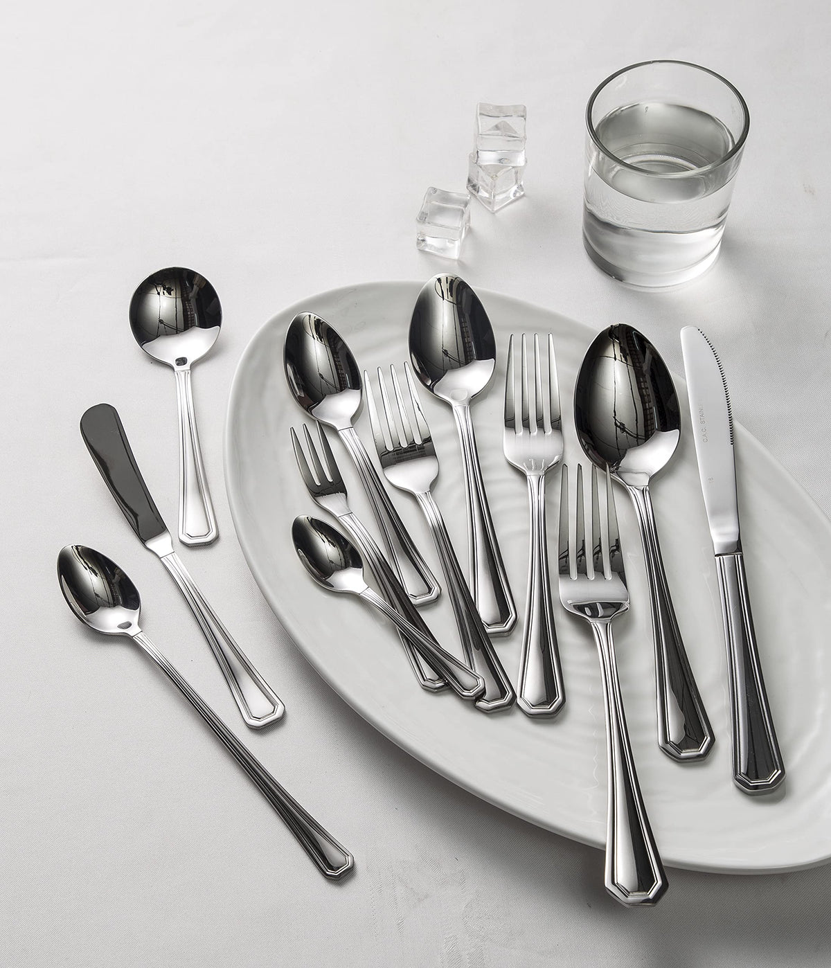 CAC Stainless Lux 18/8 Stainless Steel Extra Heavyweight Dinner Spoon 7 3/8" by CAC China – 7 3/8", Stainless Steel, Silver, Pack of 12, Model 8006-03