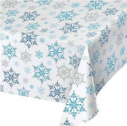 Creative Converting All Over Print Plastic Table cover, 54 x 102", Snowflake Swirls