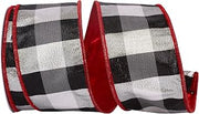 Reliant Ribbon 93921W-987-40F Check Shimmer Metallic Deluxe Red Backed Wired Edge Ribbon, 2-1/2 Inch X 10 Yards, Black/Silver