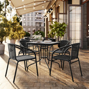 Flash Furniture Black / Set of 1 / Contemporary Patio Dining Chairs