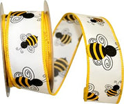 Reliant Ribbon 92543W-030-09F Bumble Bees 3 We Rd Ribbon, 1-1/2 Inch X 10 Yards, White