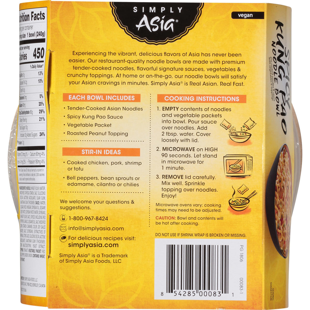 Spicy Kung Pao Noodle Bowl by Simply Asia – 8.5 Ounce (Pack of 6), Pack of 6, Model 44575-22395