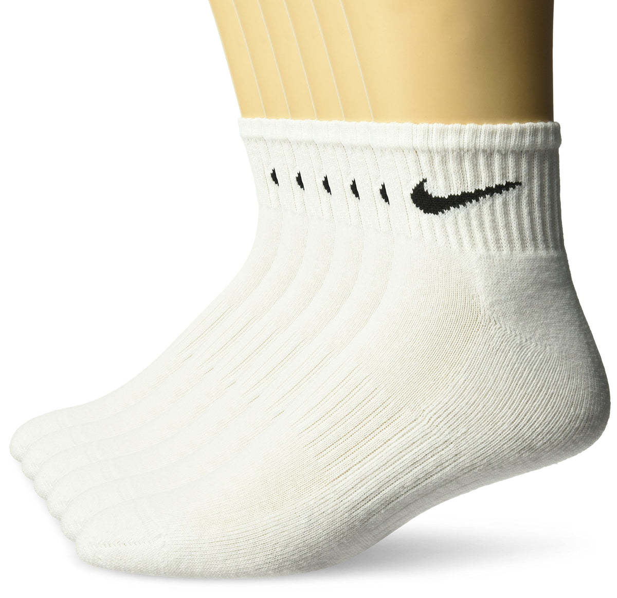 Unisex Performance Cushion Quarter Socks with Band (6 Pairs) by Nike – Large, Blend, White/Black, Pack of 36, Model SX5178-100