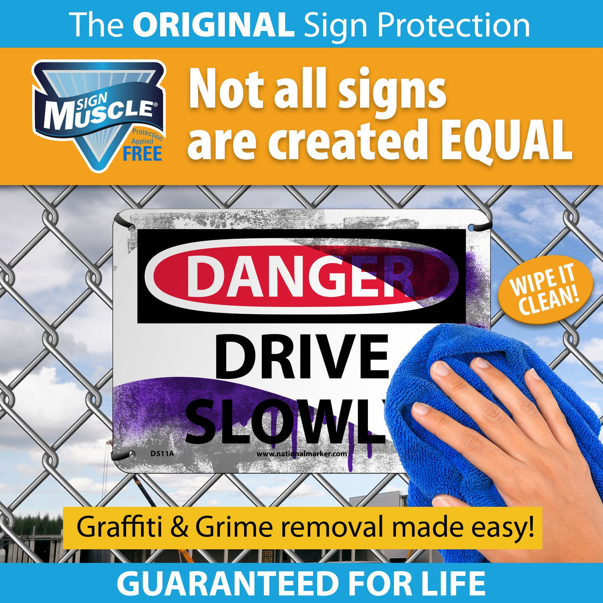 Security Sign by NMC – 12 Inch Height x 12 Inch Width, Plastic, White on Red, Model SS3R