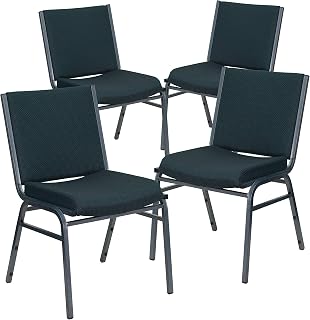 Flash Furniture Hercules Fabric Stack Chair, Green, 4-Pack | Fabric Upholstery, Durable Construction, Commercial Use