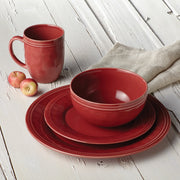 Rachael Ray Cucina Stoneware Dinnerware Set, 16 Piece, Cranberry Red