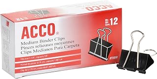 ACCO Brands ACCO Binder Clips, Medium, Black, 12 per Box, 2 Boxes (72062)