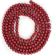 Wooden Christmas Tree Bead Garland - Cranberry Red Wood Holiday Decor 8'6"