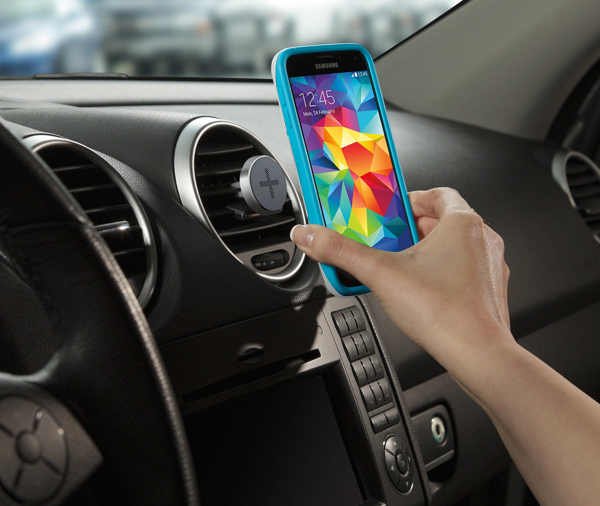 +Trip One-Touch Smartphone Airvent Magnetic Car Mount by Logitech – Small, Polished Chrome, Model 989-000119