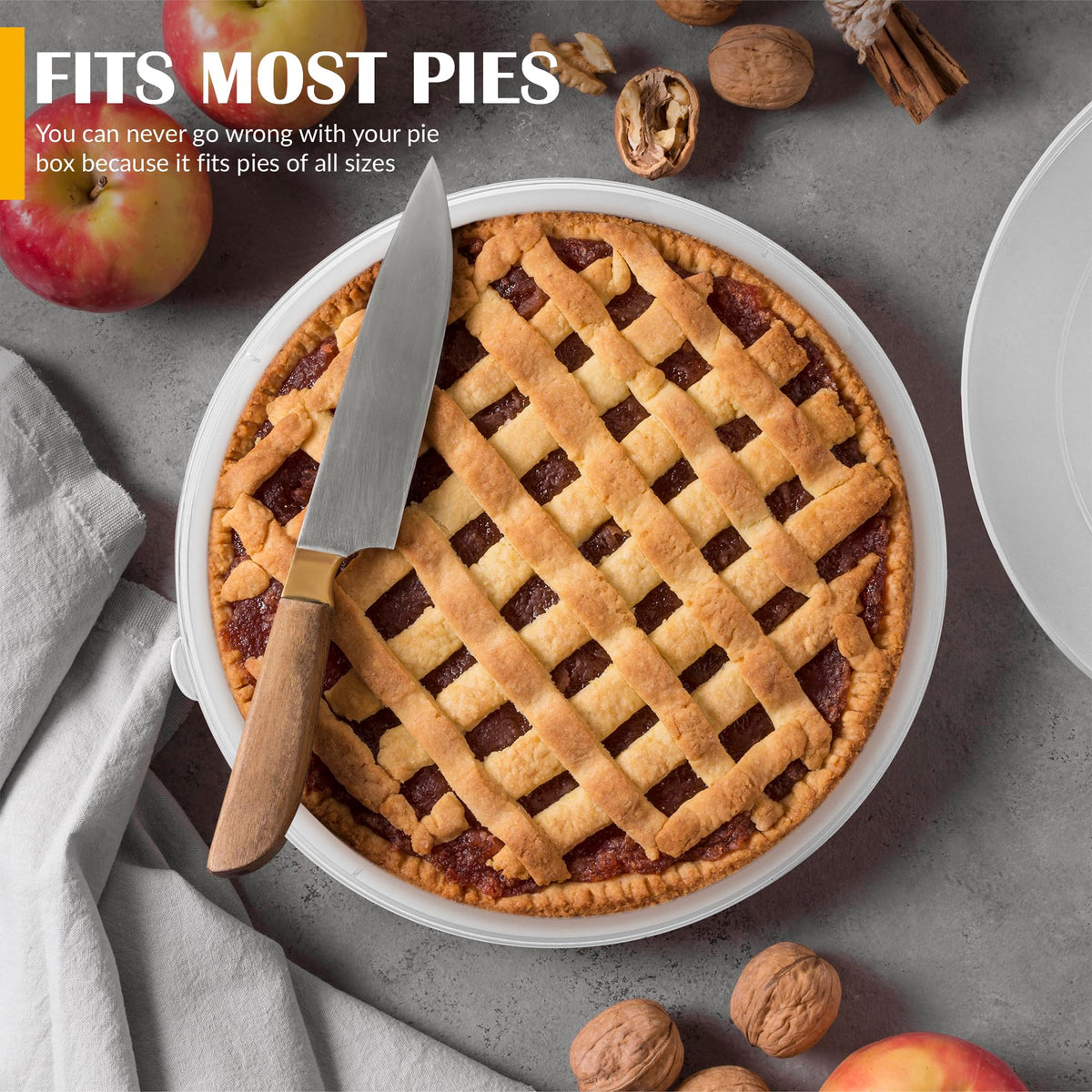 Mission Gallery Pie Carrier with Lid, Fits 10 Inch Pies, 2 Pack Transparent