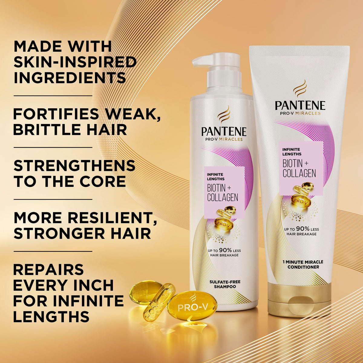 Pro-V Miracles Infinite Lengths Biotin + Collagen 1 Minute Miracle Conditioner 10.9 FL OZ by Pantene – 10.9 Fl Oz (Pack of 1),, Model 1065150560