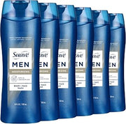 Suave Men Ultra Moisturizing Body & Face Wash, Shea & Sandlwood Scent, No Parabens, No Phtahaltes, 18 Oz Pack of 6