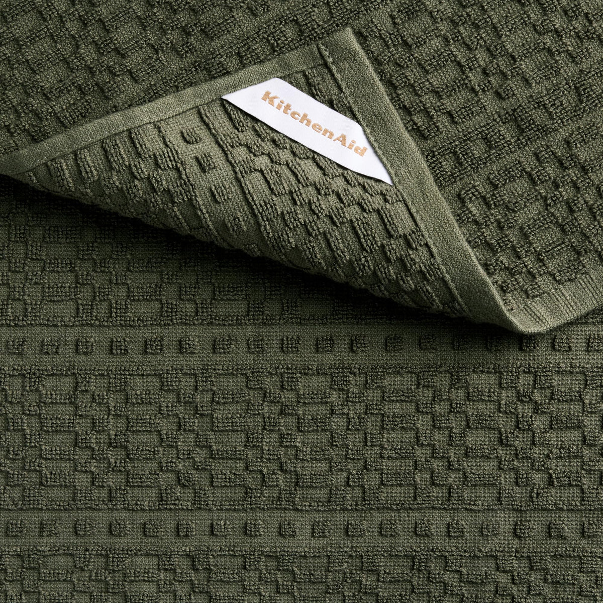 KitchenAid Evergreen Textured Towels, Oversized 18x28 Inch, Deep Forest Green 3-Pack