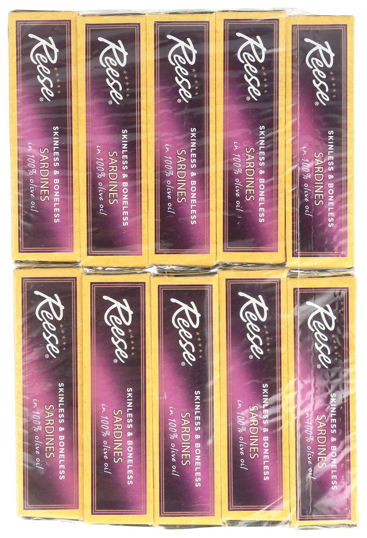 Skinless and Boneless Sardines in 100% Olive Oil by Reese – 4.38 Ounce (Pack of 10), Pack of 10, Model KHR-230