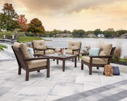 ® Vineyard 5-Piece Deep Seating Conversation Set in Slate Grey/Natural Linen by Polywood – High Density Polyethylene, Slate Grey / Natural Linen, Model PWS315-2-GY152939