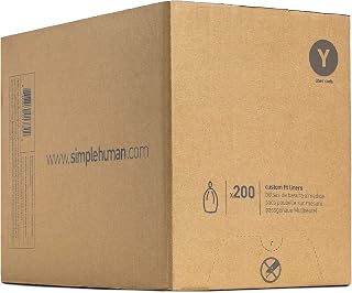 simplehuman Code Y 200 Count, Genuine Custom Fit Liners, Drawstring Trash Bags, 30 Liter / 8 Gallon, White