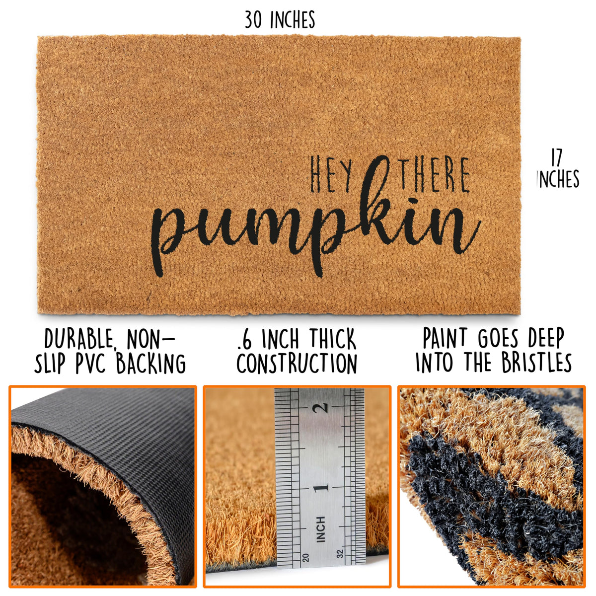 MAINEVENT Hey There Pumpkin Doormat, Coir Fiber, Hey There Pumpkin