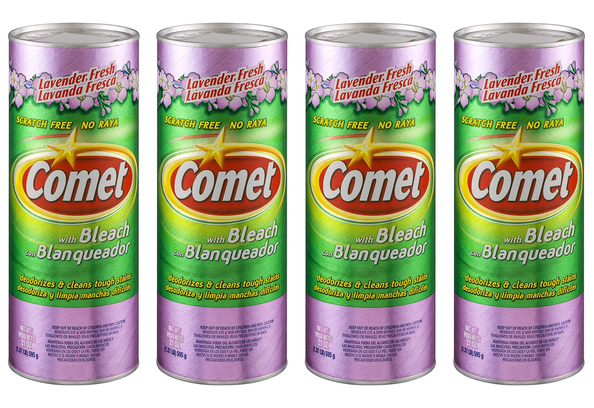 Cleaner with Bleach Powder Lavender Fresh 21-Ounces | Scratch-Free | 4-Pack by Comet – 21 Ounce (Pack of 4), Pack of 4, Model 56544