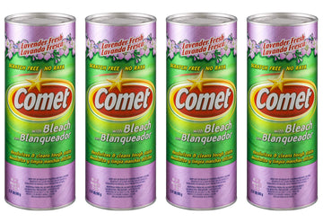 Cleaner with Bleach Powder Lavender Fresh 21-Ounces | Scratch-Free | 4-Pack by Comet – 21 Ounce (Pack of 4), Pack of 4, Model 56544
