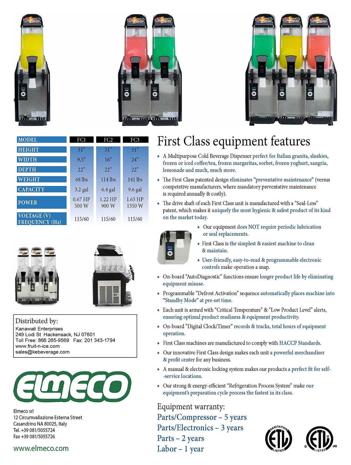 FCM-3 Millennium Granita Slush Machine by Elmeco – Pack of 3, Model F32ELME1GNNASN