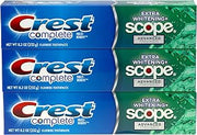 Crest Complete Multi-Benefit Fluoride Toothpaste - Extra Whitening and Scope Advanced Freshness - 8.2 oz each, 3 count