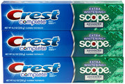 Complete Multi-Benefit Fluoride Toothpaste - Extra Whitening and Scope Advanced Freshness - 8.2 oz each by Crest – 8.2 Ounce (Pack of 3), Pack of 3, Model 739364x3