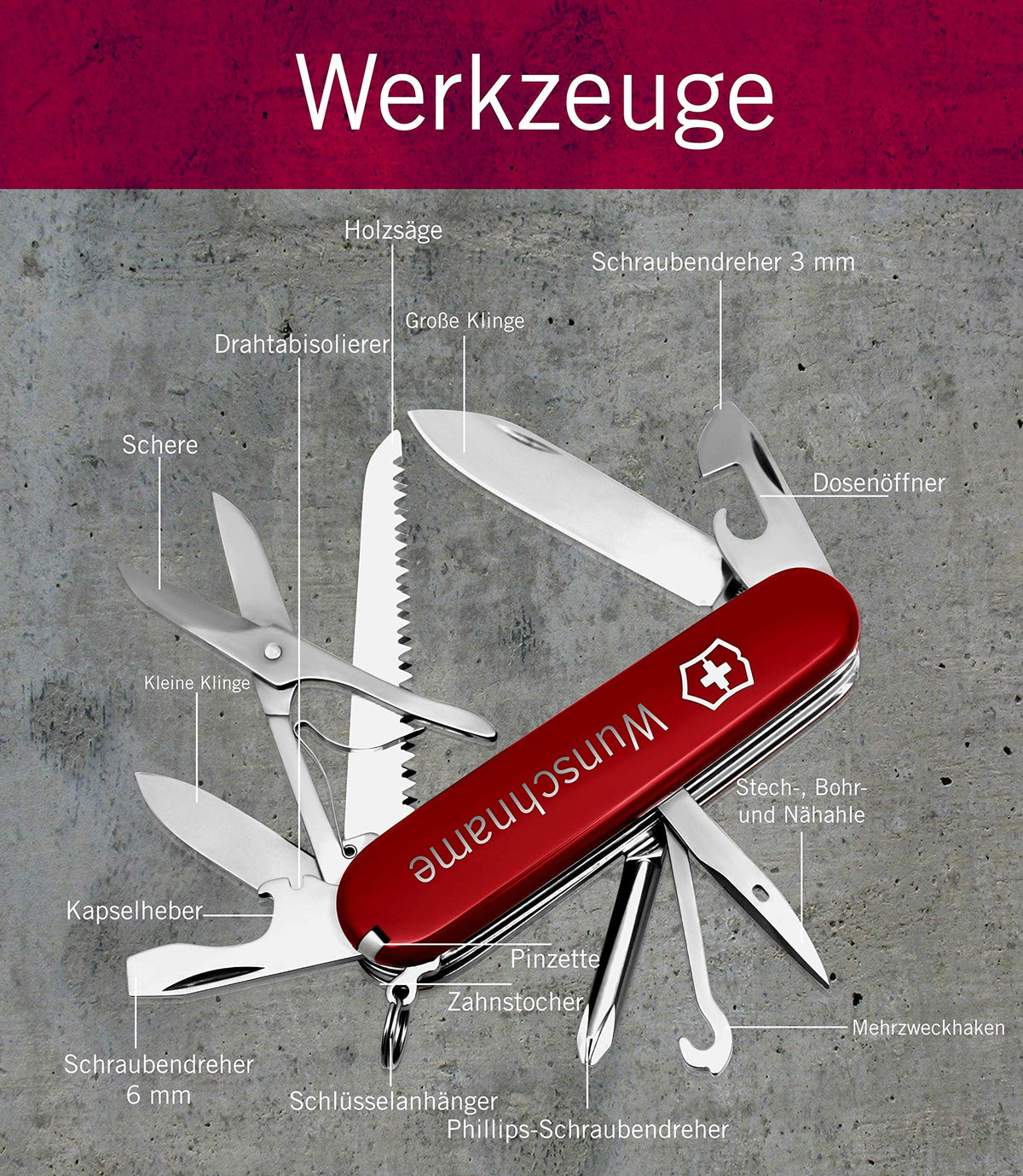 Fieldmaster Taschenmesser mit Gravur I Geschenk für Männer zum Geburtstag I Messer by Victorinox – Stainless Steel, Silver, Model fieldmaster_gravur