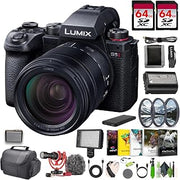 Panasonic LUMIX S5II Mirrorless Camera with LUMIX-S Series 28-200mm F4-7.1 Macro O.I.S. Lens Bundle with 2X 64Gb Memory Card + Video LED Light + Rode Microphone + Vlogging Tripod + More Accessories