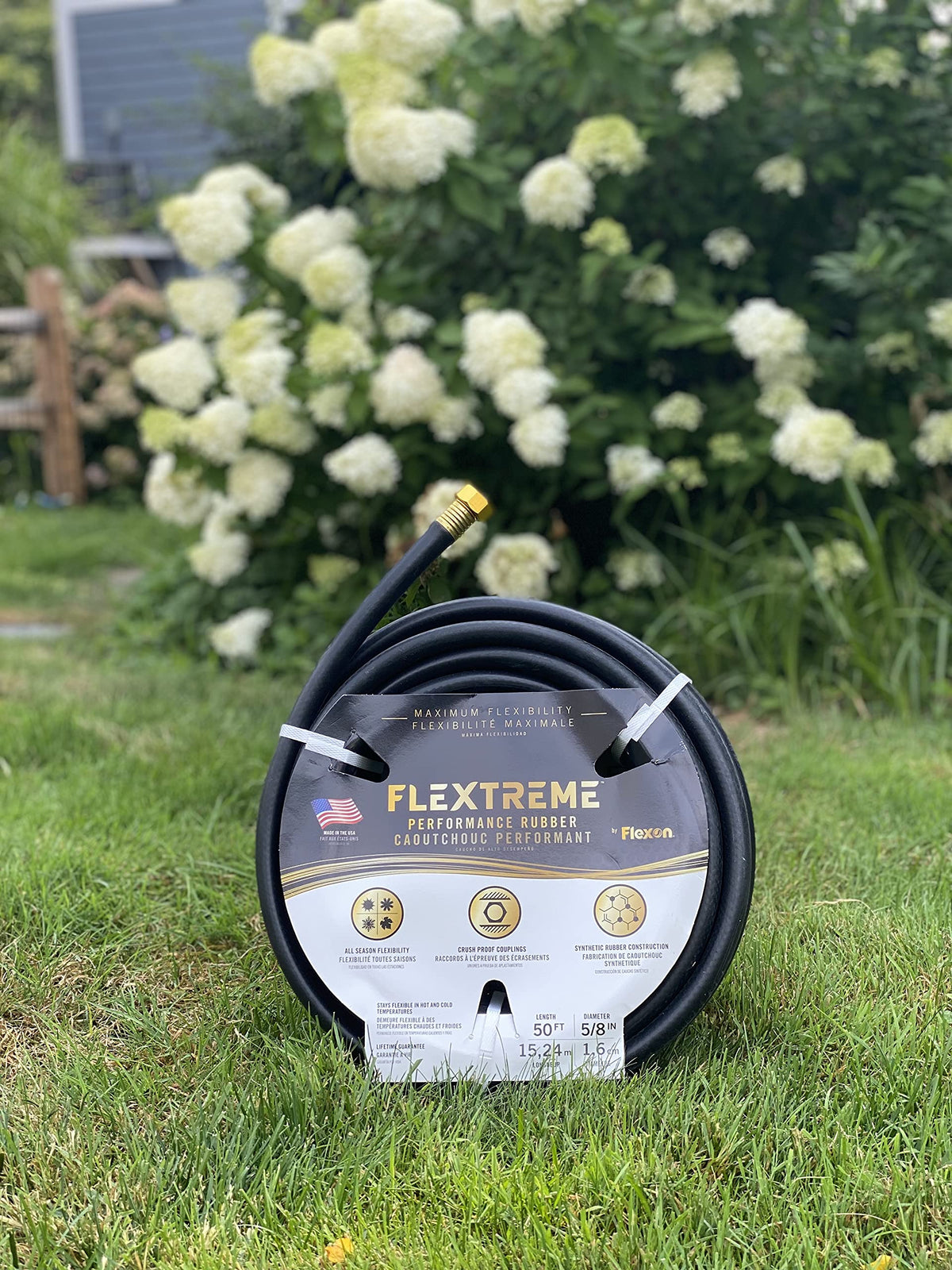 Flextreme 5/8" x 50ft Black Synthetic Performance Rubber Garden Hose by Flexon – 5/8" x 50ft, Polyvinyl Chloride (PVC), Black, Model FLXPR5850EC