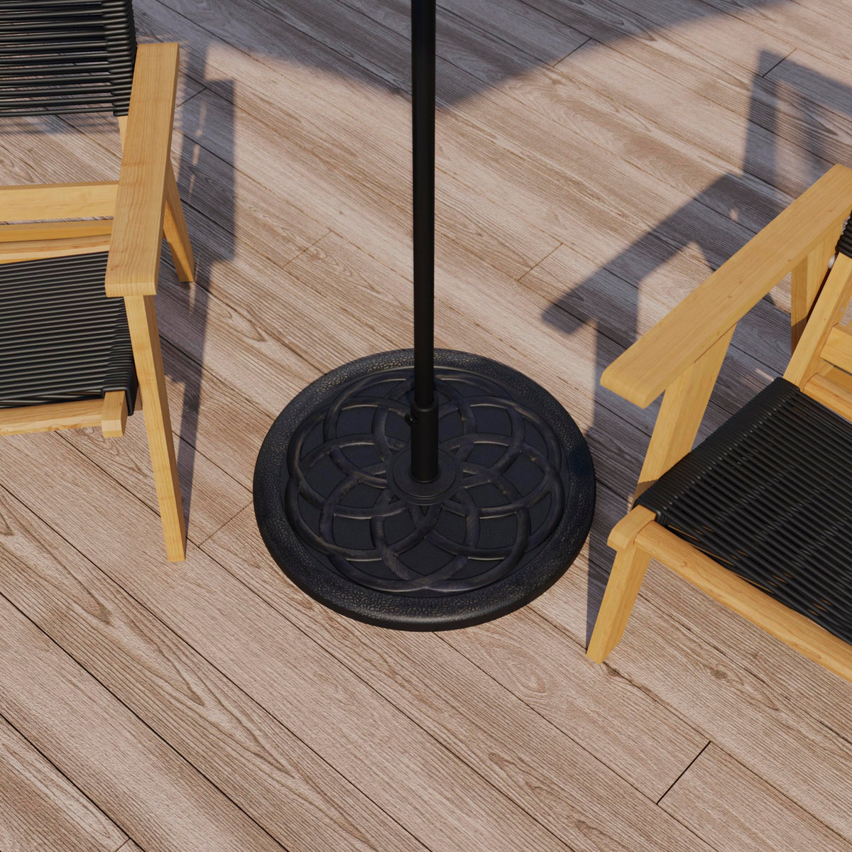 Kona Universal Cement Umbrella Base by Flash Furniture – 19.25", Steel, Plastic, Cement, Bronze, Model GM-UB19-BRNZ-GG