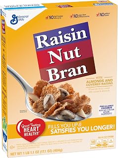 General Mills Raisin Nut Bran Cereal, with Whole Grain Flakes, 17.1 oz (Pack of 12)