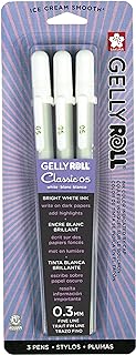 Sakura Gelly Roll Classic White 3 Pack, 05 Fine Pt., Opaque Gel Pens, Creamy Smooth Ink, Writes on Dark Paper
