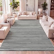 JONATHAN Y Aarhus High-Low Striped Black/White 8x10 Indoor Area Rug, Non-Shedding, Stain Resistant for Bedroom, Living Room, Kitchen (SCN102F-8)