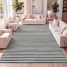JONATHAN Y Aarhus High-Low Striped Black/White 8x10 Indoor Area Rug, Non-Shedding, Stain Resistant for Bedroom, Living Room, Kitchen (SCN102F-8)