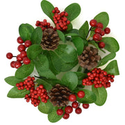Gift Boutique Christmas Candle Ring, Pine Berry Set of 4, Red